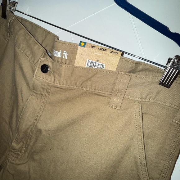 CARHARTT RUGGED FLEX Rigby Dungaree work pants RELAXED 42x30 Hickory Khaki tan - Picture 5 of 7